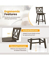 Gouun 24 in Counter Height Bar Stools Set of 2 with Rubberwood Frame