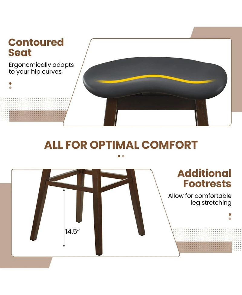 Gouun Swivel Upholstered Faux Leather Counter Height Bar Stools Set of 2