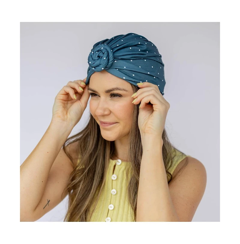 Headbands of Hope Women's Luxe Bamboo Hope Turban Dark Jade Polka Dot