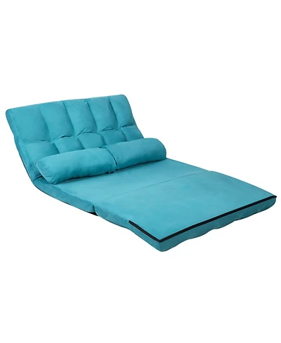 Gouun 6-Position Foldable Floor Sofa Bed with Detachable Suede Cover