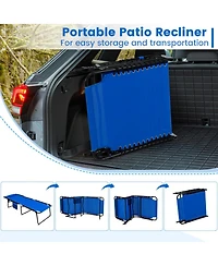 Gouun 440 lbs Capacity Folding Chaise Lounge with 4-Position Backrest and Footrest