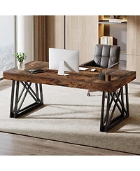 Tribesigns Executive Desk with X-Shaped Legs, 63'' Farmhouse Office Computer Desk, Large Writing Table