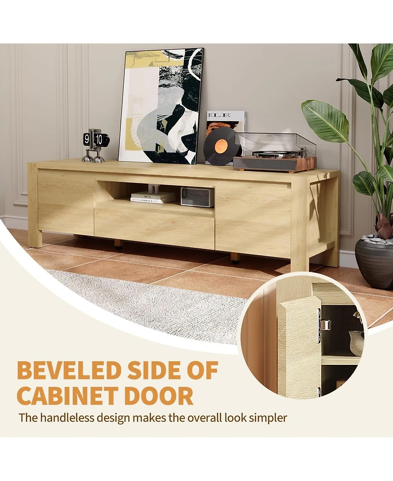 gaomon Tv Stand with Cabinet Doors, Entertainment Center with Adjustable Shelves