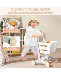 Slickblue Wooden Grocery Store Playset for Kids with Shopping Cart Toy