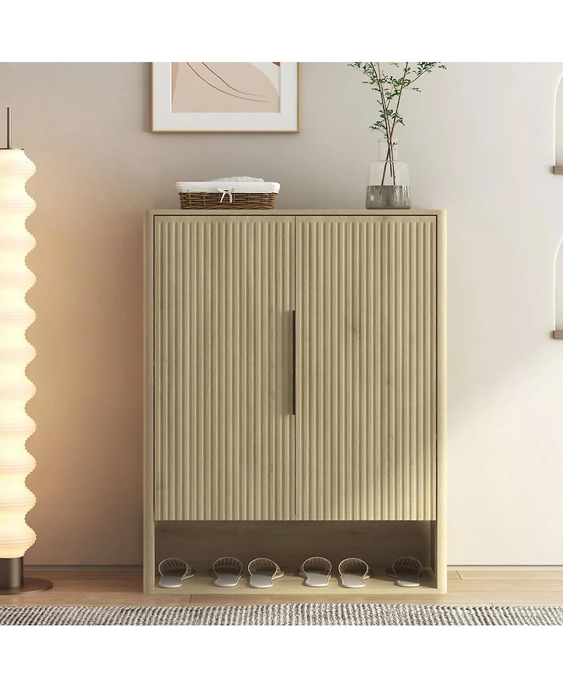 Streamdale Furniture Wooden Shoe Cabinet with Doors and Adjustable Shelves