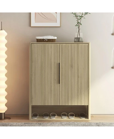 Streamdale Furniture Wooden Shoe Cabinet with Doors and Adjustable Shelves