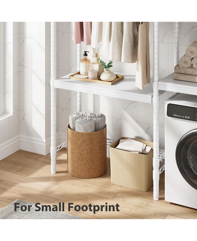 Homfan 5-Tier Over-The-Washer Shelf - Adjustable Height Laundry Organizer, for Bathroom, Room