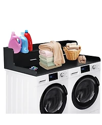 Homfan Space-Saving Laundry Countertop Shelf - 54'' Organizer Rack with 2 Storage Drawers, Edge Rails