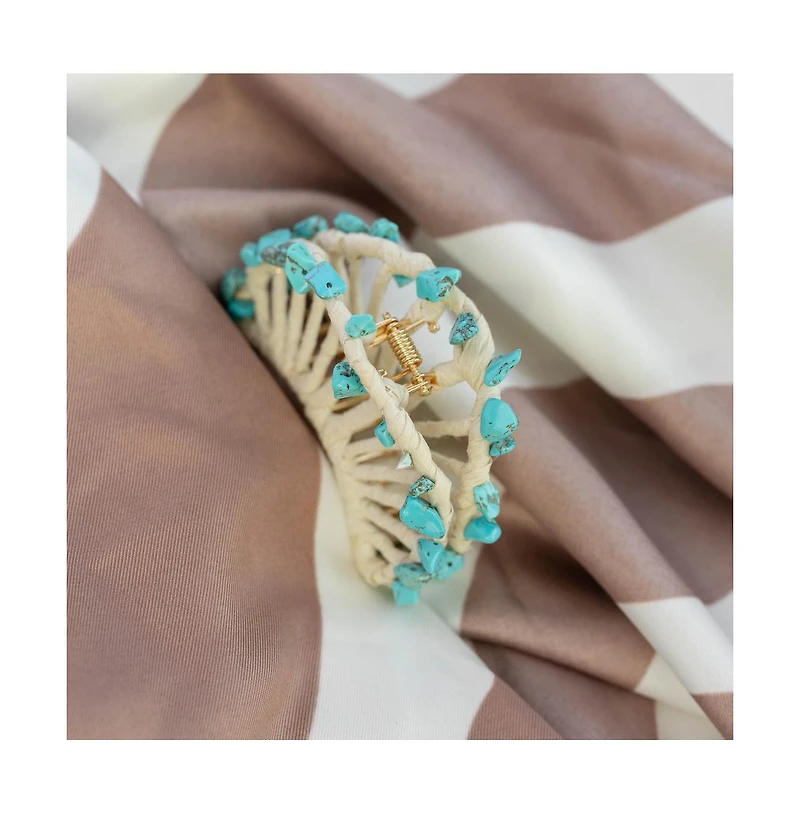 Headbands of Hope Women's Raffia Seashell Hair Claw Clip - Teal