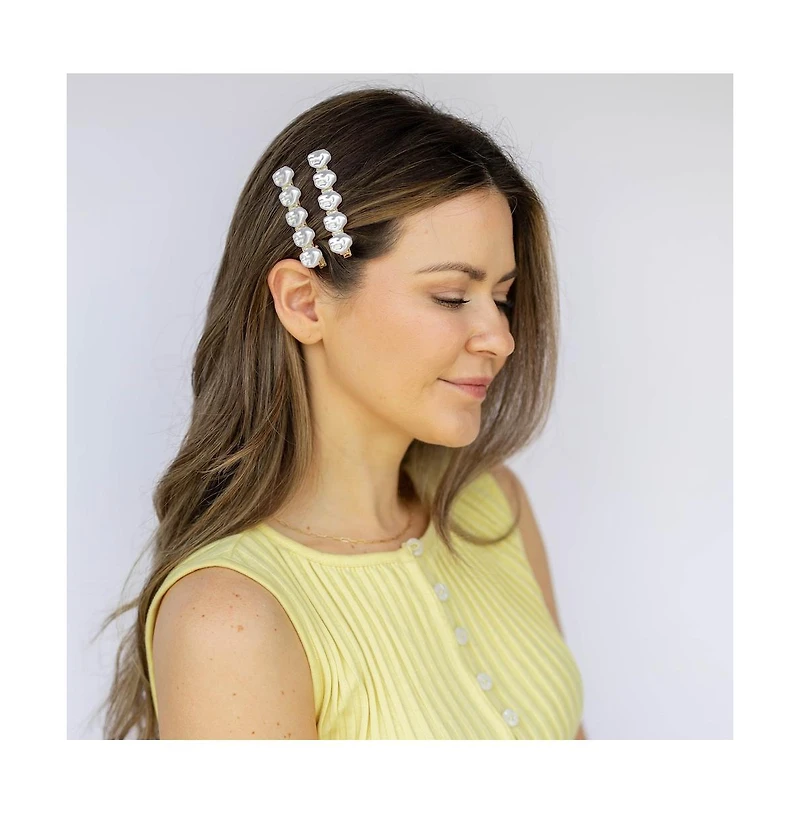 Headbands of Hope Women's Barrette Hair Clip Set of 2 - Pearl White
