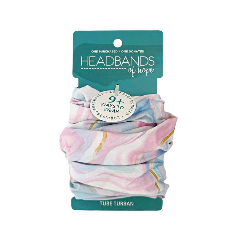 Headbands of Hope Women's Limited Edition Luxe Tube Turban - Cotton Candy Skies Marble
