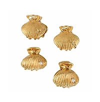 Headbands of Hope Women's Mini Claw Clip Set of 4 - Gold Seashell