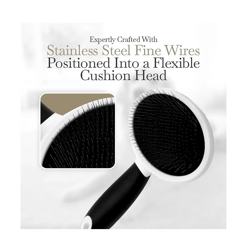 Aronkl Steel Pin & Nylon Bristle Pet Brush for Dogs & Cats