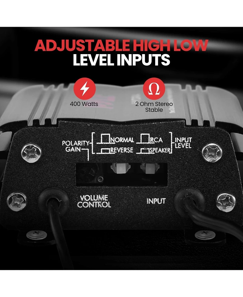 Pyle 2-Ch. Waterproof Rated Marine Amplifier 400 Watts Rms with Rca Adapter