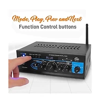 Pyle Mini Stereo Power Amplifier with Bluetooth, Usb, Sd and Fm