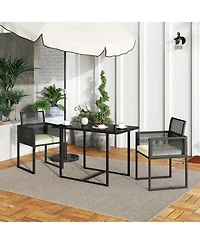 Costway 3PCS Patio Pe Wicker Furniture Set Cushioned Chairs with Folding Backrest Backyard