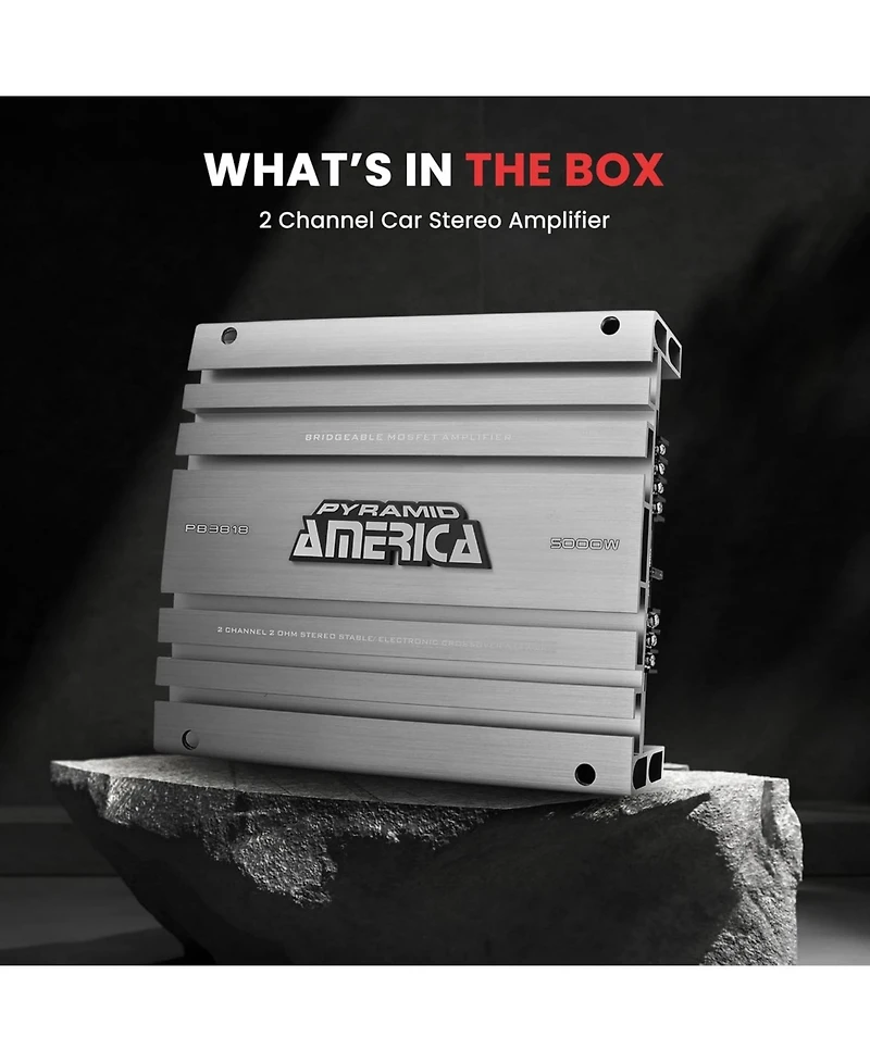 Pyle 5000 Watt 2 Channel Bridgeable Mosfet Amplifier - High Power, Car Audio