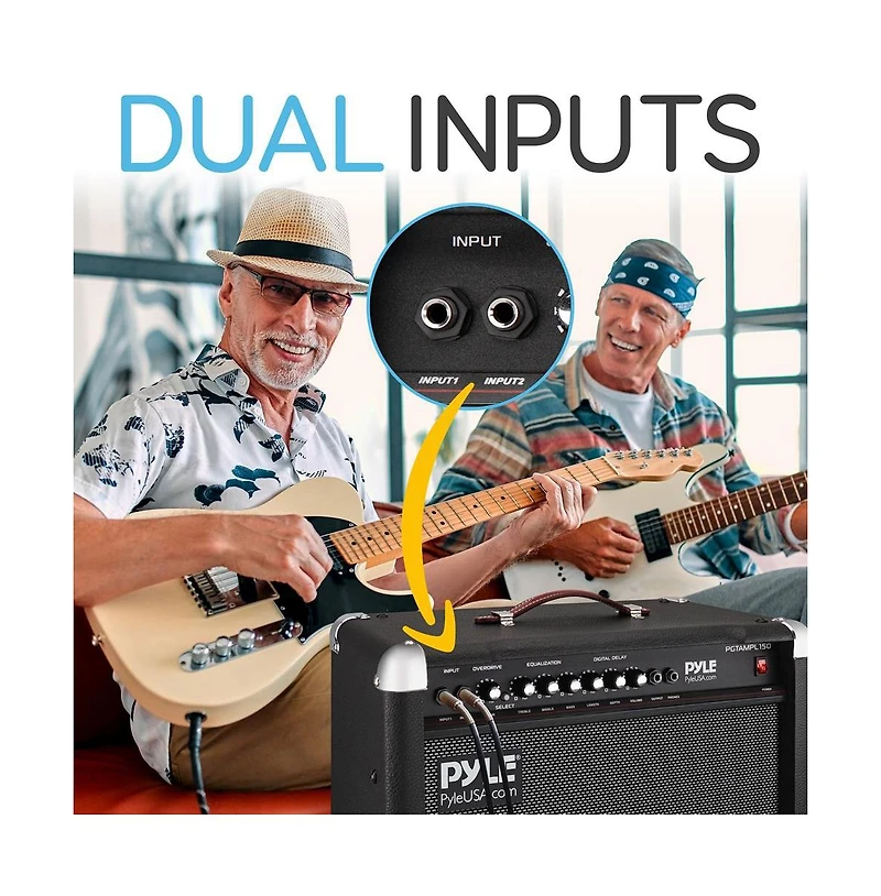 Pyle 40W Portable Electronic Guitar Amplifier with High-Definition Speaker - Lightweight Wood Construction