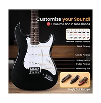 Pyle St Style Electric Guitar Kit with 5W Amplifier and Accessories- High Gloss