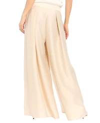 Muse Women's Satin High Rise Pleated Wide-Leg Pants