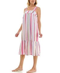 Roudelain Women's Sleeveless Square Neck Tiered Nightgown
