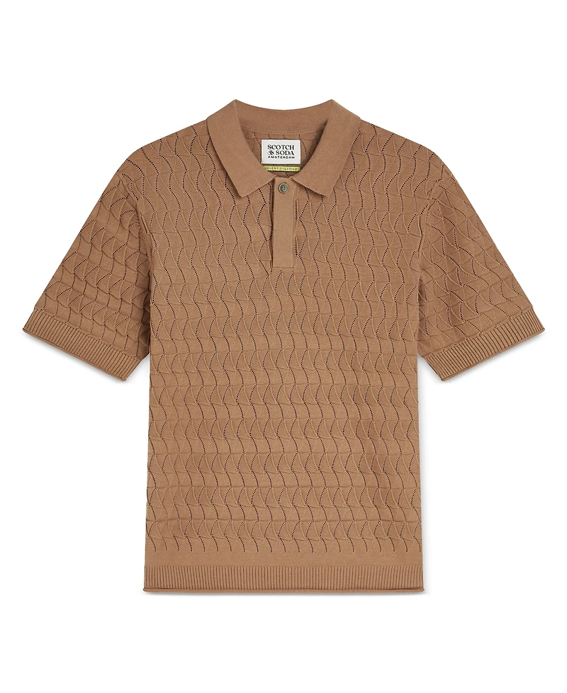 Scotch & Soda Men's Regular-Fit Pointelle Knitted Polo Shirt