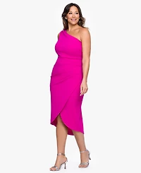 Xscape Plus One-Shoulder Ruched Midi Dress