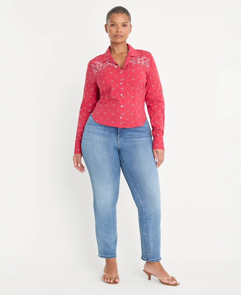 Good American Women's Mid-Rise Straight-Leg Jeans