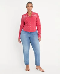 Good American Women's Mid-Rise Straight-Leg Jeans