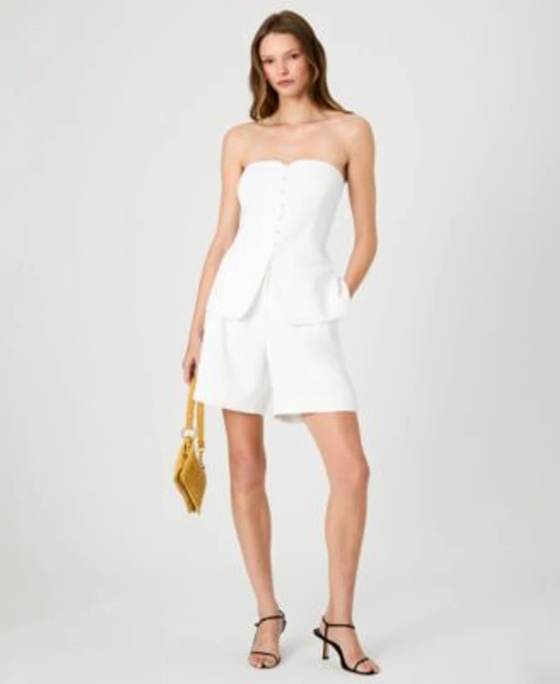 French Connection Womens Harry Suiting Strapless Top With Harry Suiting Bermuda Shorts