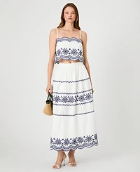 French Connection Women's Embroidered Midi Skirt