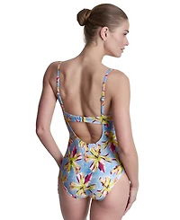 Dkny Women's Keyhole Twist Tummy Control One-Piece Swimsuit