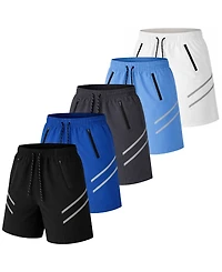 Galaxy By Harvic Jump Start Men's Performance Training Shorts With Zipper Pockets-5 Pack