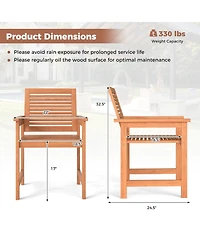 Slickblue Set of 2 Patio Chairs with Slatted Seats and Inclined Backs
