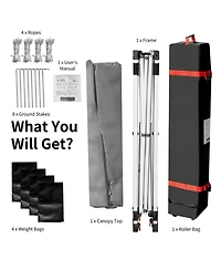 Gouun 6.6 x 6.6 ft Pop Up Canopy Tent with Three Height Settings Roller Bag and Weight Bags