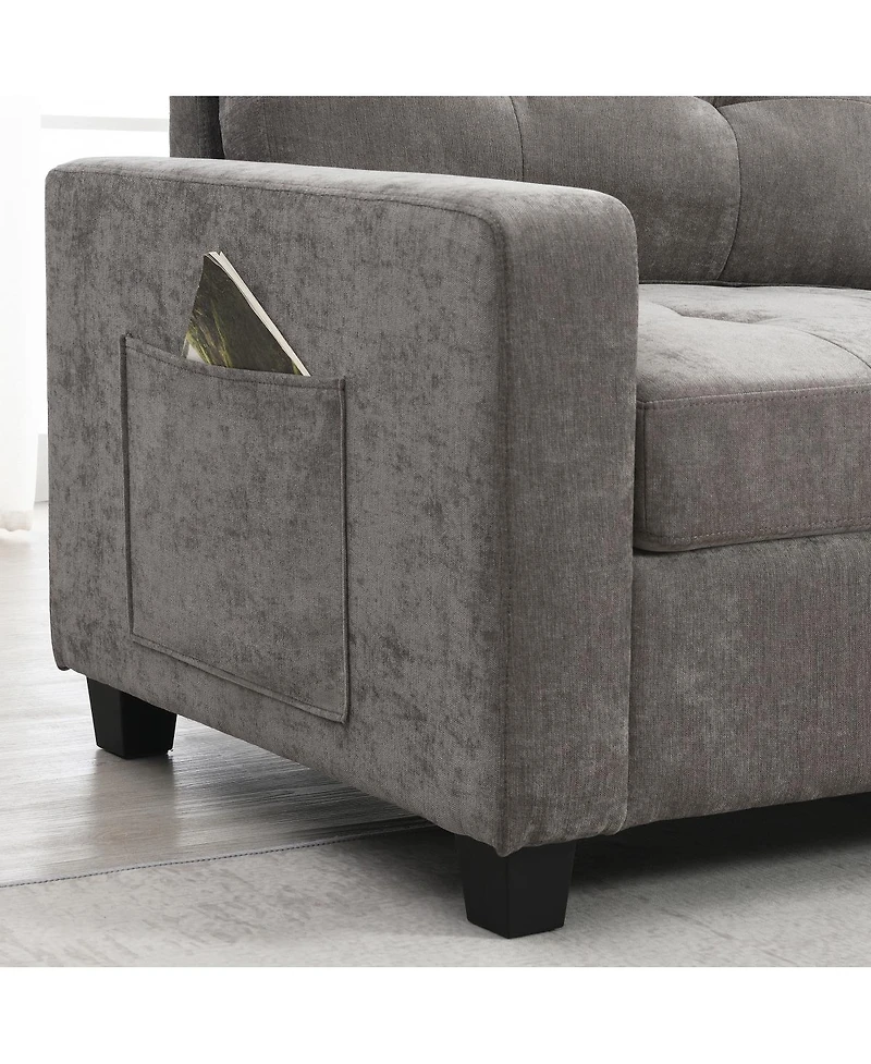 Streamdale Furniture104" Sectional Sofa with Ottoman, Storage, Usb, Table Top
