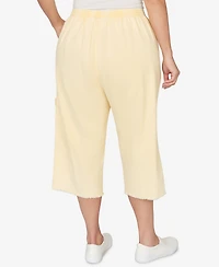 Alfred Dunner Plus Out of the Blue Fringe Denim Patch Pocket Capri Pants