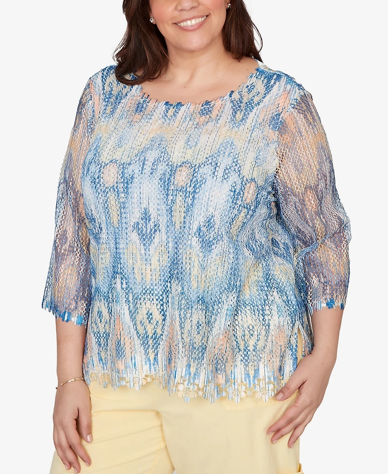 Alfred Dunner Plus Out of the Blue Dramatic Crewneck Top