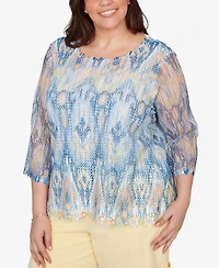 Alfred Dunner Plus Out of the Blue Dramatic Crewneck Top