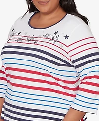 Alfred Dunner Plus Lady Liberty Stars And Stripes Americana Top