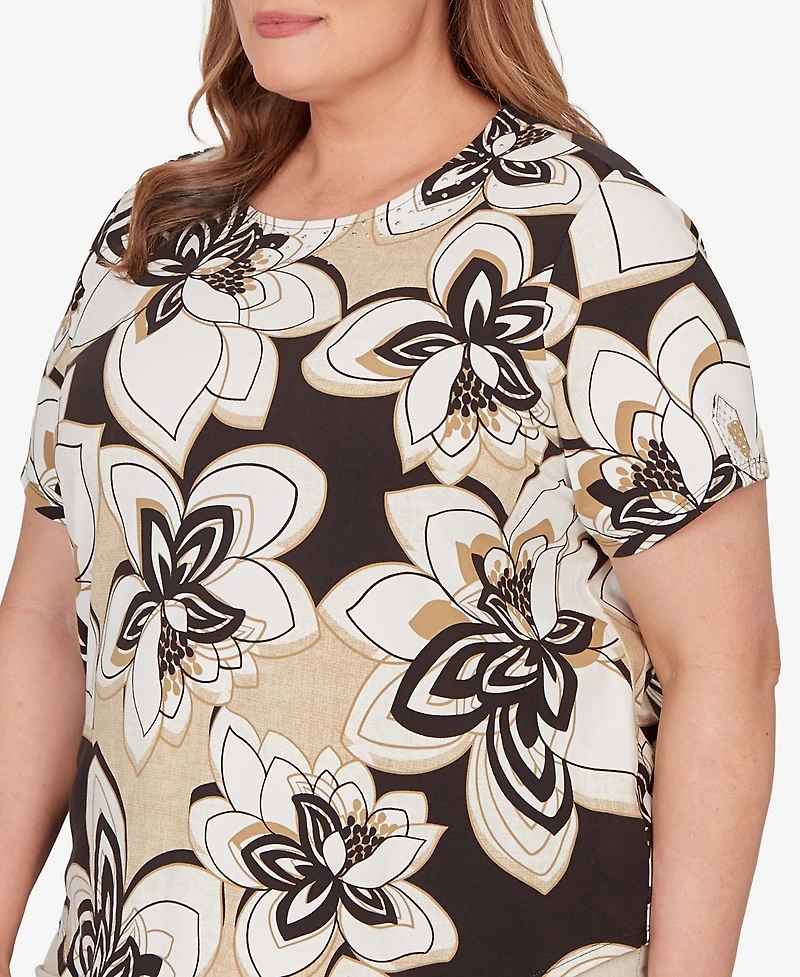 Alfred Dunner Plus Detail Driven Floral Stained Glass Short-Sleeve T-Shirt