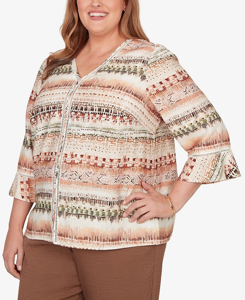 Alfred Dunner Plus Spice Market Biadere Stripe Center Seam Top