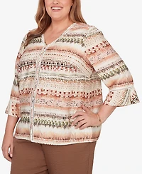 Alfred Dunner Plus Spice Market Biadere Stripe Center Seam Top