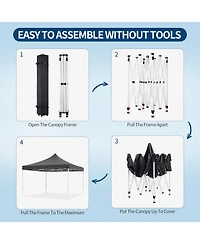 Homfan 10x10 Ft Heavy-Duty Pop-Up Canopy Tent with Roller Bag, 1-Minute Setup Upf 50+ Waterproof Outdoor Sun Shade for Beach, Market and Patio