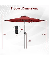 Gouun 7.5 ft Solar Powered Patio Umbrella with 18 Led Lights Push-Button Tilt and Crank