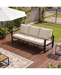 Tribesigns 78.7" Outdoor Patio Sofa with Removable Cushions and Metal Frame Couch