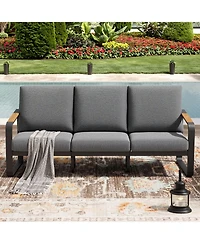 Tribesigns 78.7" Outdoor Patio Sofa with Removable Cushions and Metal Frame Couch