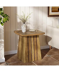 Tribesigns Wood Square Side Table, Brown Farmhouse End Table for Living Room, 22" Compact Nightstand with Sturdy Top
