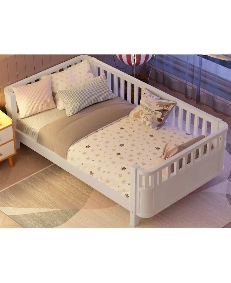 Streamdale Furniture Wood Low Profile Twin Platform Bed with Rails