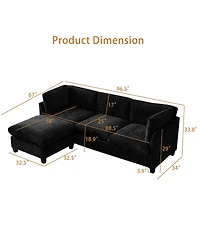 Streamdale Furniture 96.5" Chenille Sectional Sofa with Ottoman